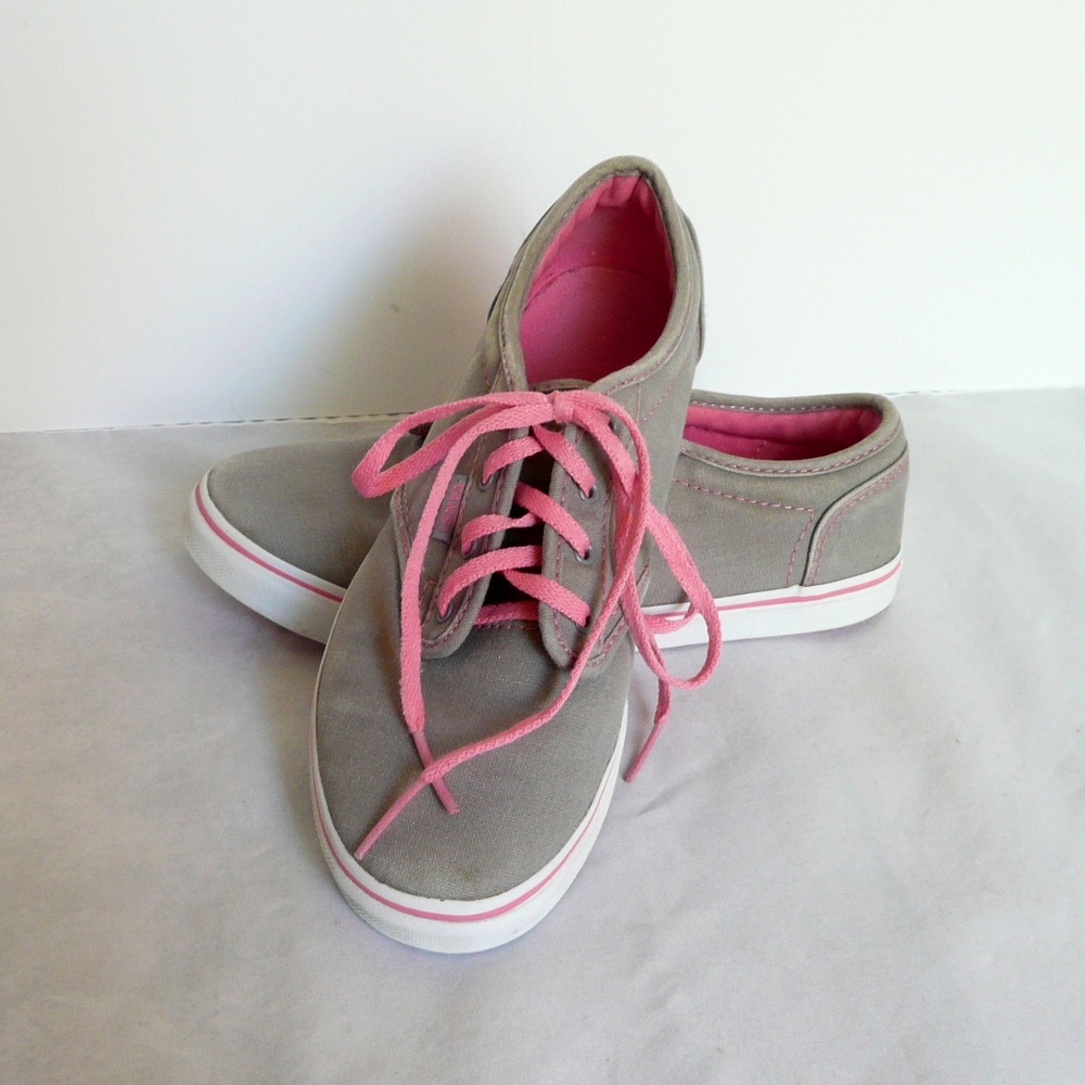 Vans Off the Wall Pink Gray Canvas Lace up Shoes Size Missys 5